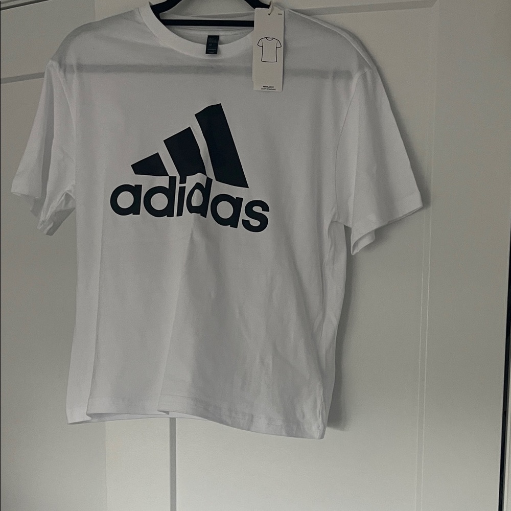 adidas White and Black Short Sleeve Tee